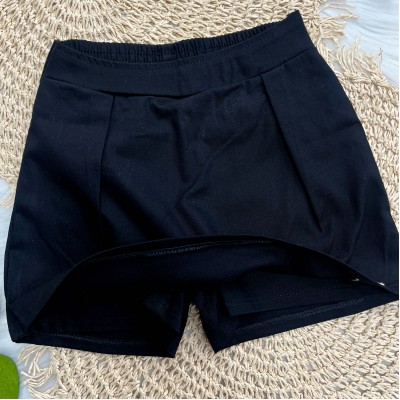 Conj Blusa Floral e Shorts saia Preto 